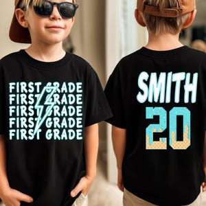 Boys Custom Drip Baseball Back to School Shirt, Personalized Kid Name Tee, Kindergarten or First Grade Shirt, 1st Day of School Outfit