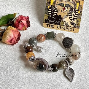 Niezachwiana wola - „Zdeterminowany umysł i odwaga”, Fantomowy amulet kwarcowy, bransoletka z kryształowymi zawieszkami, prezent na szczęście, zaprojektowana biżuteria