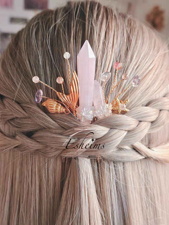 Rose Quartz Bridal Hair Accessories, Wedding Hair Accessories
