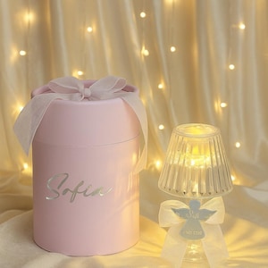 Scatola bomboniera personalizzata con mini lampada: Bomboniera matrimoniale, regalo per battesimo