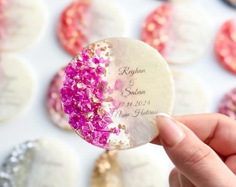 Personalized Epoxy Magnet For Wedding, Save The Date Magnet, Gift For Guest, Bulk Engagement Favors, Baptism Favors, Fridge Magnet Gift