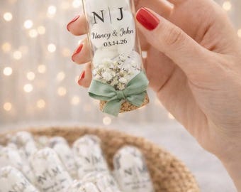 Personalized Wedding Almond Favors: Sugared Almonds in Glass Tube (8x3 cm)