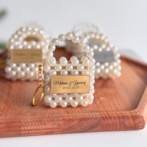 Personalized Mini Pearl Bag: Wedding Favor Chocolate Gift