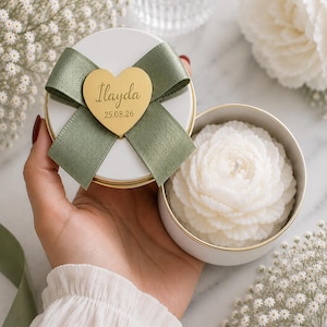 Personalized Candle Favor with Flower,Wedding Favors, Bridal Shower Gift, Baptism Favors