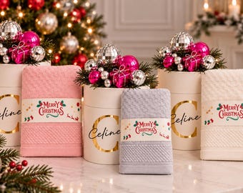Personalized Christmas Gift Box with Shawl, Custom Name, Holiday Favor (9x12 cm)