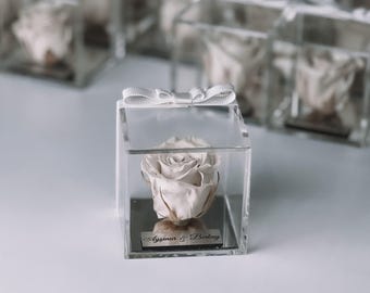 Personalized Infinity Roses for Wedding, Preserved Roses in Plexiglass Box, Engagement Favors, Wedding Favors, Gift For Guests