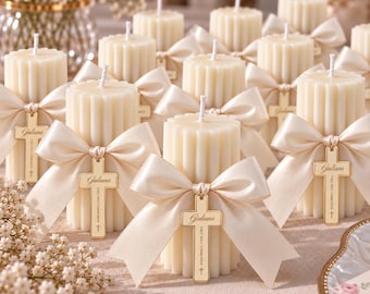 Personalized Communion Candle Favors, Baptism Christening Gifts (Acrylic Tag)