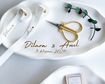 Ensemble de plateaux de fiançailles en béton personnalisés : souvenir de mariage