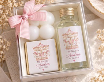 Personalized Baptism Favors, Holy Water Bottle, Bubble Candle, Chocolate Gift Set, Christening Favors for Guests
