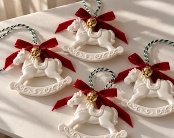Personalized Stone Rocking Horse Ornament: Christmas Tree & Fridge Magnet Gift