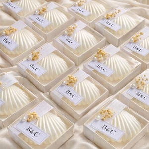 Lembrancinhas de velas em formato de concha de pérola: Lembrancinhas de casamento, presentes de noivado