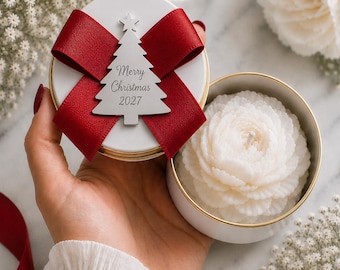 Personalized Christmas Candle Favor, Scented Tin Candle, Custom Name Date Label