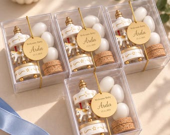 Personalized Carousel Baby Shower Gift Box, Welcome Baby Favor Set (Handmade)