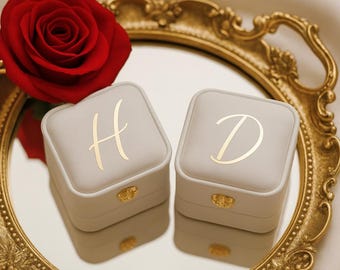 Gepersonaliseerde leren ringdoos: verloving, bruiloft, aandenken