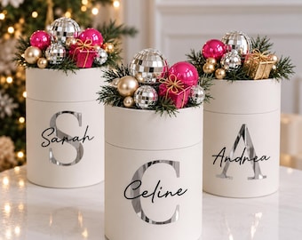 Personalized Christmas Gift Box with Shawl, Custom Name, Holiday Favor (9x12 cm)