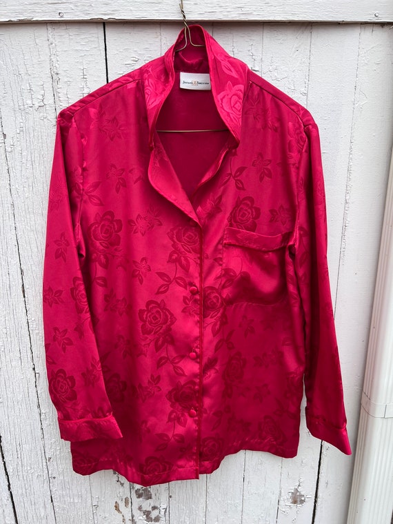 Vintage Jaclyn Smith Poppy Red Pajama Top Blouse w