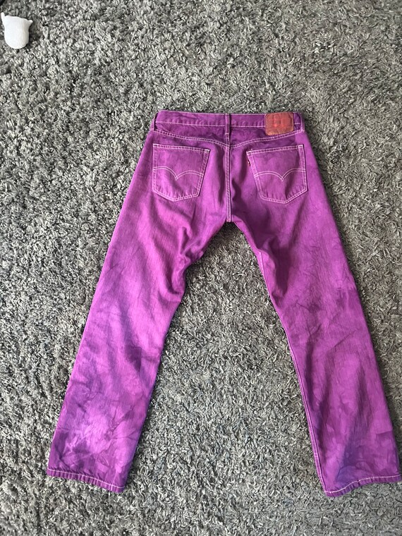 1990s Y2K hand dyed grape eggplant Levis 514 jean… - image 2