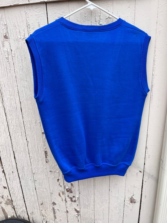 1980s Nuggets Royal Blue Sweatshirt V Neck Vest w… - image 5