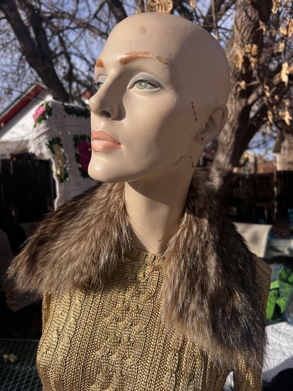 Vintage raccoon faux fur collar - image 1