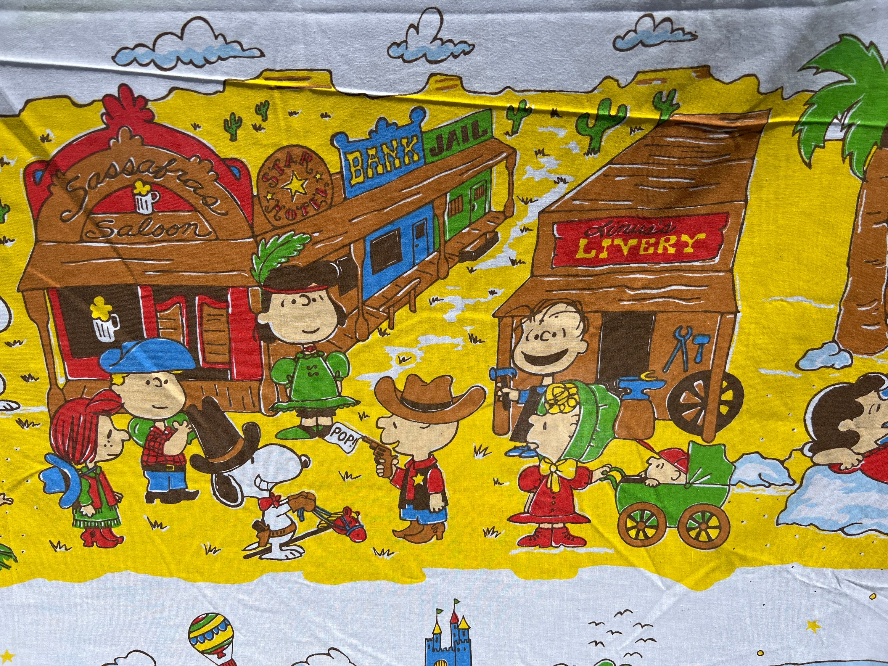 Drap plat pour lit simple Peanuts Gang vintage des années