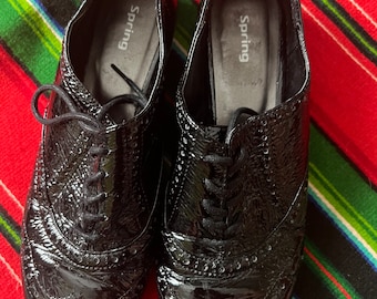 Vintage Spirit Black Patent Leather Dance Oxfords Size 7.5