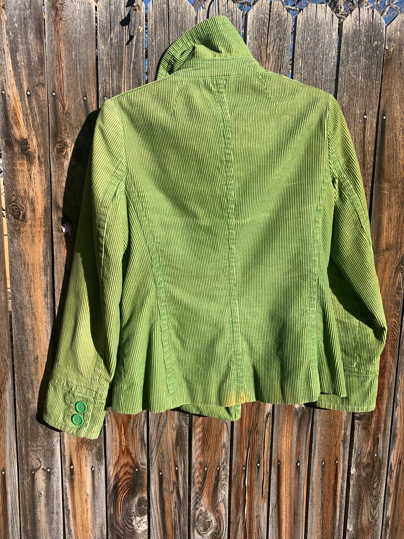 Vintage Grass Kelly Green Gap Corduroy Navy Peacoat with Quilted Insulated Satin Lining