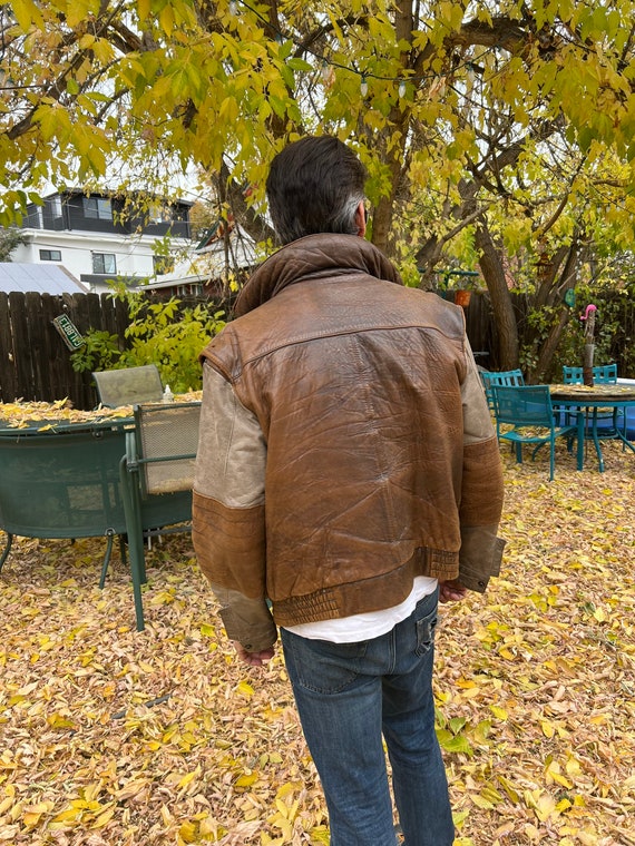 1980’s Brown and Tan Rage Leather Bomber Jacket - image 6