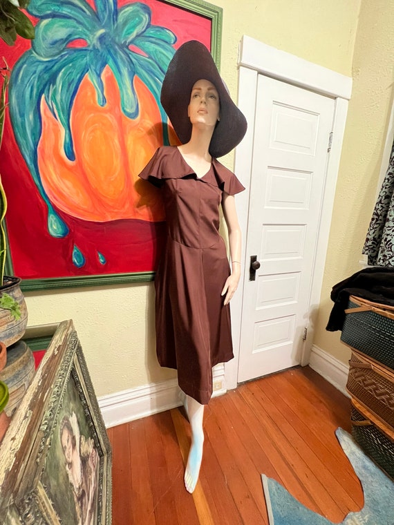 1950s Brown Handmade Dress