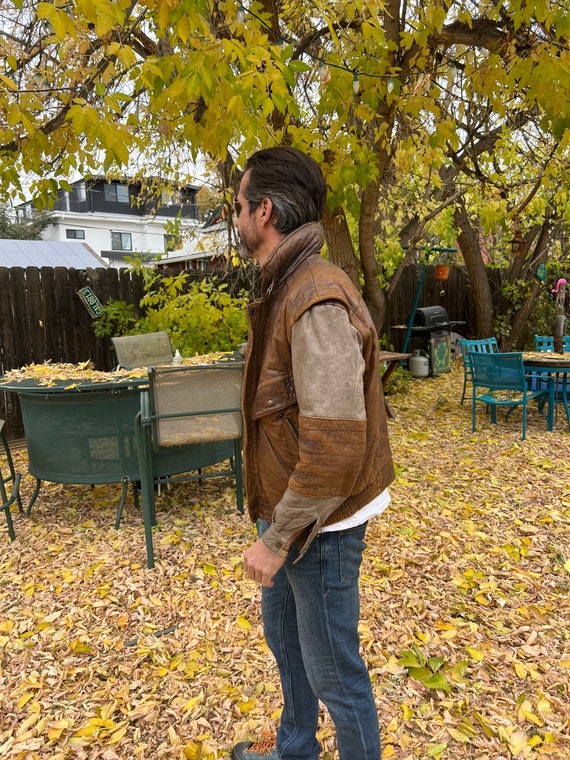 1980’s Brown and Tan Rage Leather Bomber Jacket - image 4