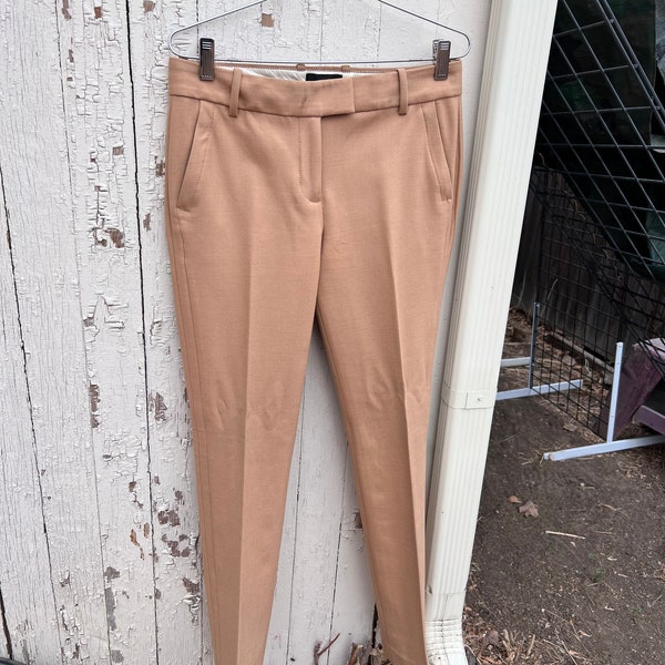 1990s J Crew Tan Camel Wool tuxedo Dress Slacks Pants