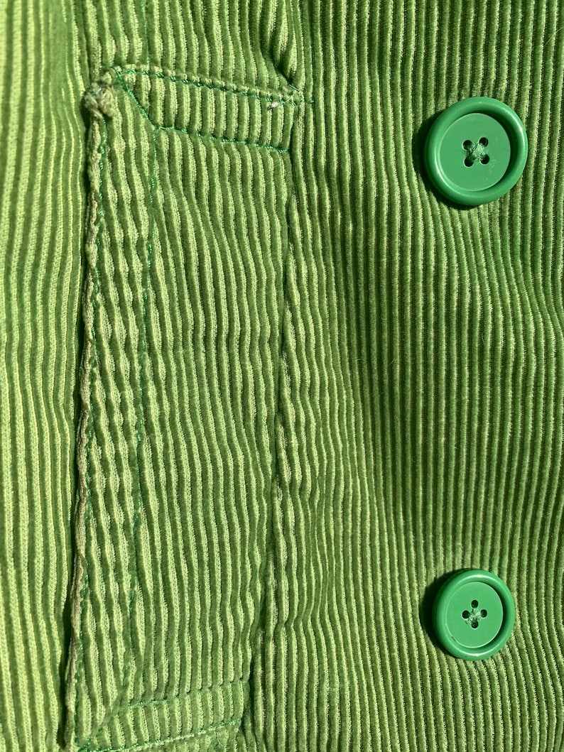 Vintage Grass Kelly Green Gap Corduroy Navy Peacoat with Quilted Insulated Satin Lining