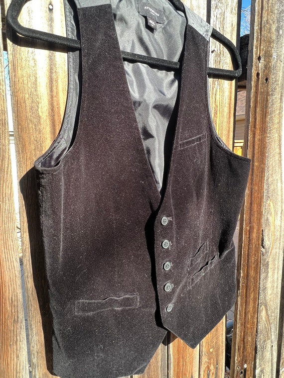 1990s Attention black velvet waistcoat vest