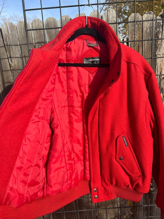 1980s Red wool Members Only Bomber Jacket - image 7