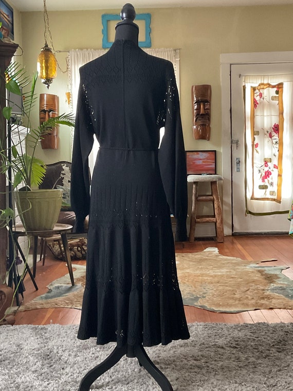 1960s 1970s Miss JoAnn California black crochet knit … Gem