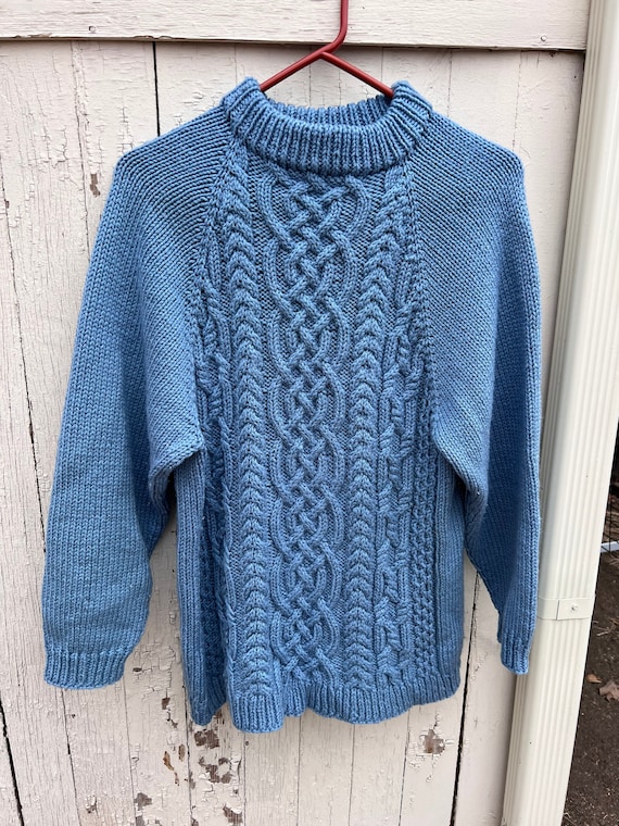 Vintage Periwinkle Chunky Knit Fisherman Sweater