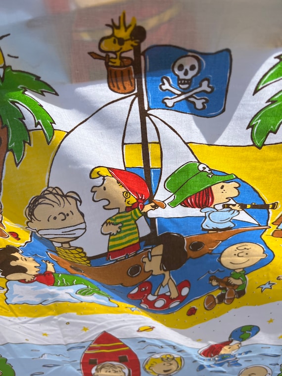 Drap plat pour lit simple esmond peanuts gang vintage snoopy