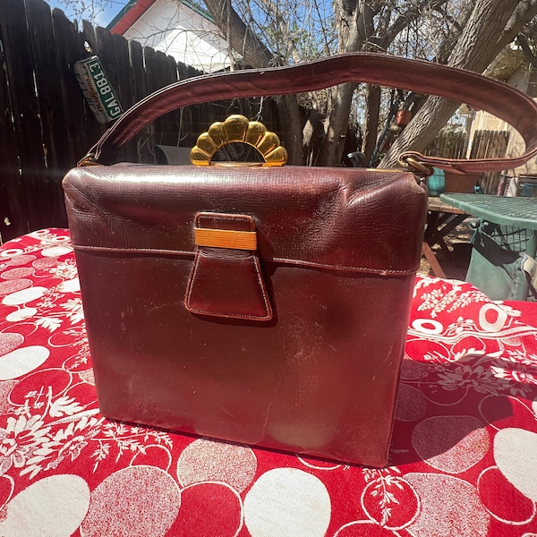 1940s Art Deco Evans Elegance Brown and gold purse