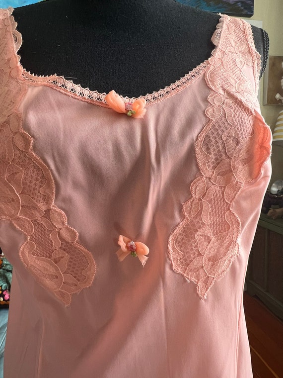 1970s Gafer apricot floral and lace slipdress nigh