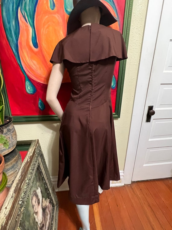 1950s Brown Handmade Dress - image 3