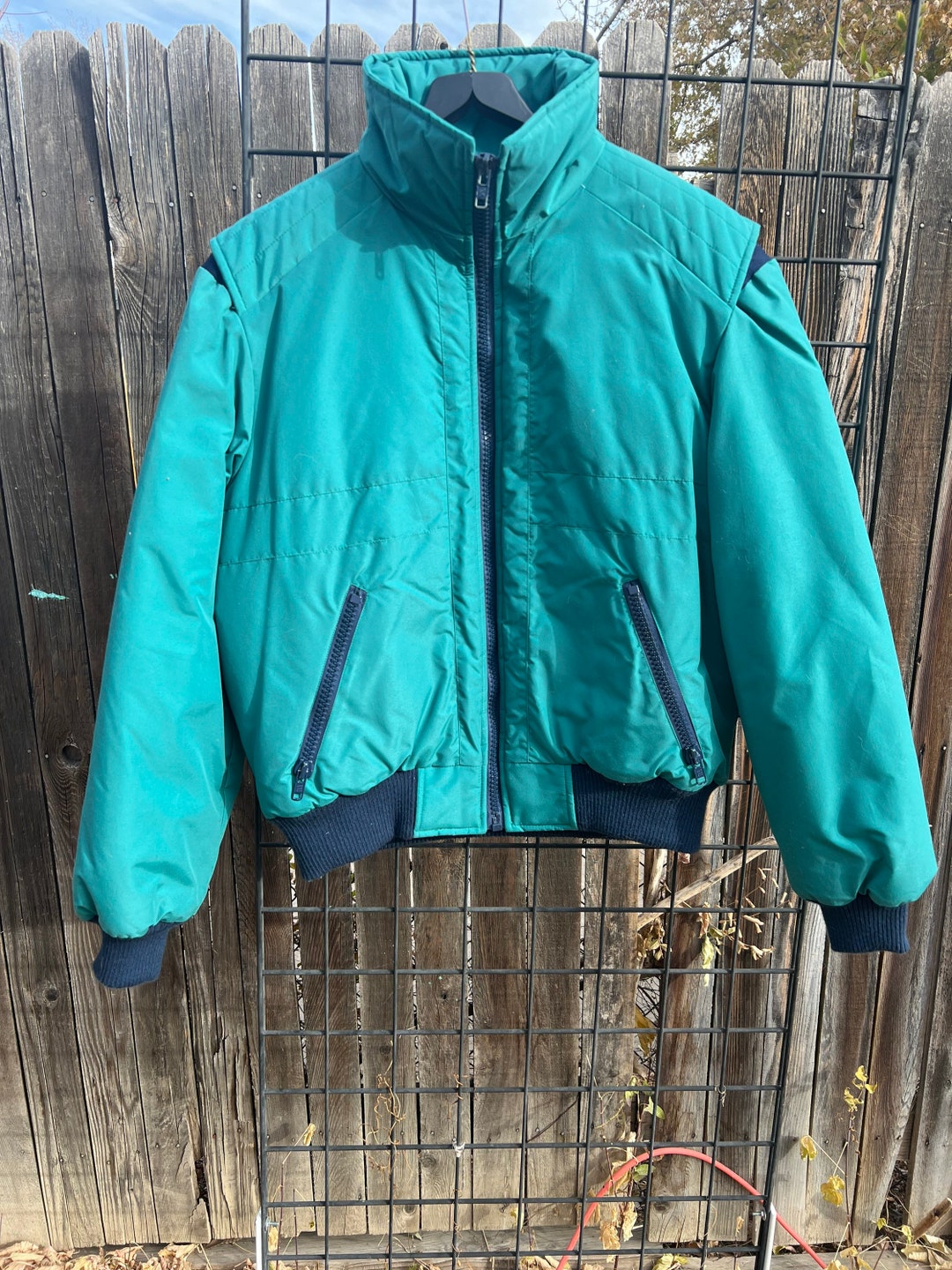 1980s Spunk Sport Two Tone Teal and Navy Blue Puffy Ski Jacket Bomber Etsy