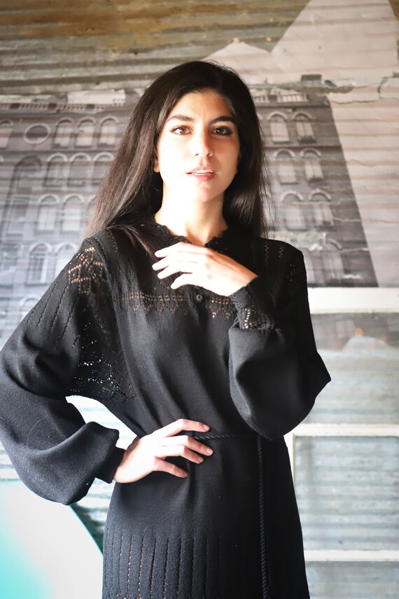 1960s 1970s Miss JoAnn California black crochet knit … Gem