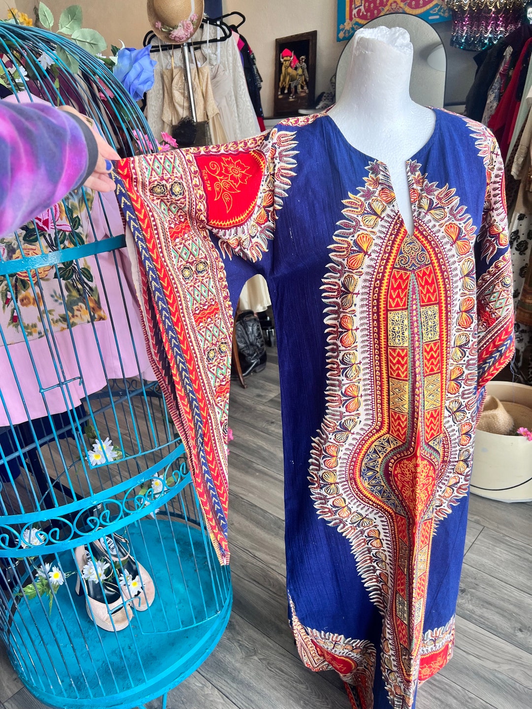 Vintage Cotton Dashiki Psychedelic Hippie Print Kaftan - Etsy