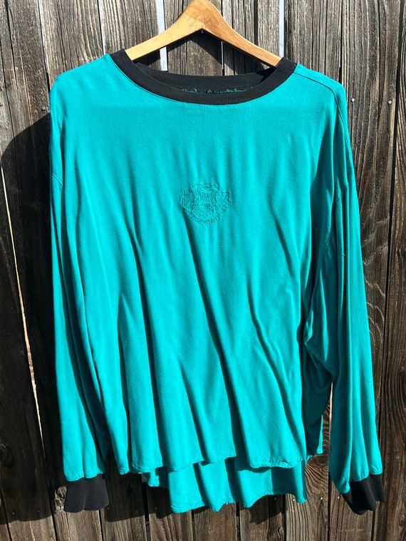 2 pack 1980s I.O.U. Turquoise and red long sleeve 