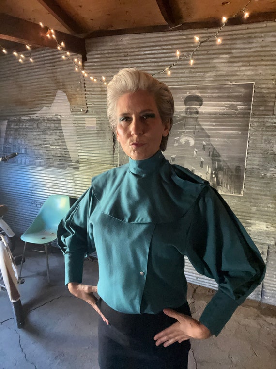 teal mock turtleneck