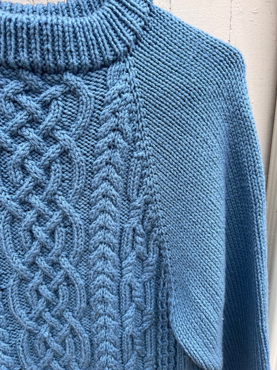 Vintage Periwinkle Chunky Knit Fisherman Sweater - image 5