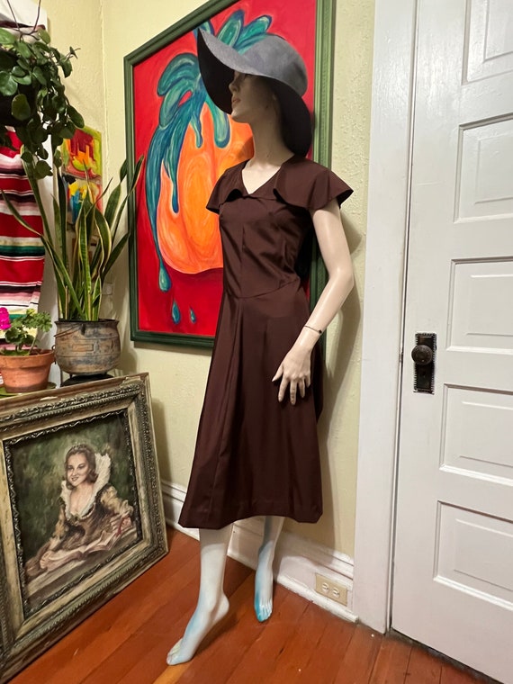 1950s Brown Handmade Dress - image 10