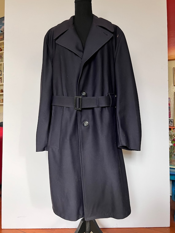 Vintage Sears Mens Store Navy Blue Dress Trench Ra