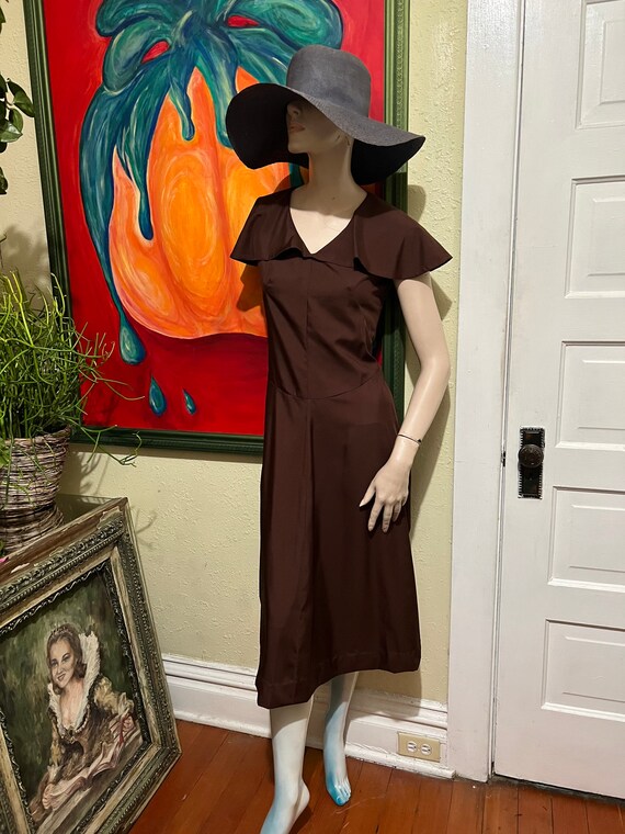 1950s Brown Handmade Dress - image 2