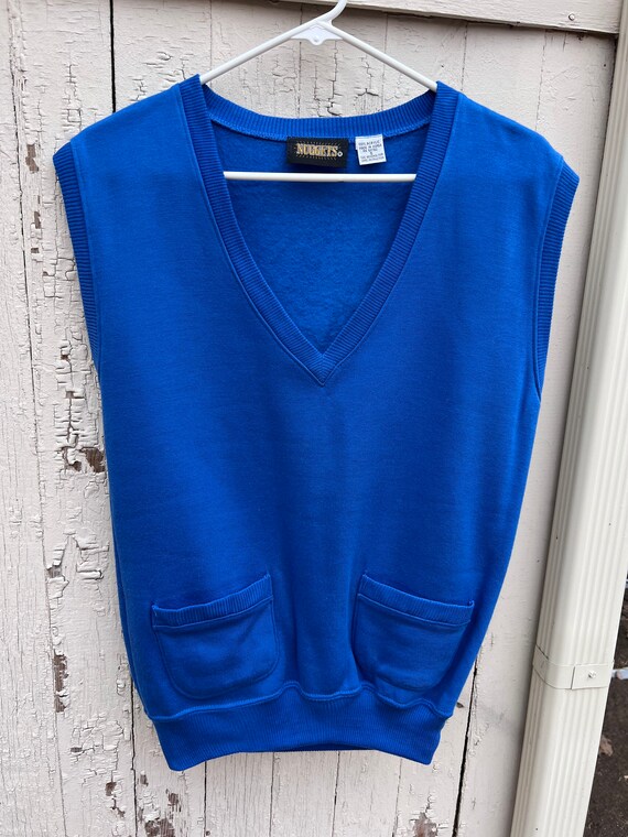 1980s Nuggets Royal Blue Sweatshirt V Neck Vest wi