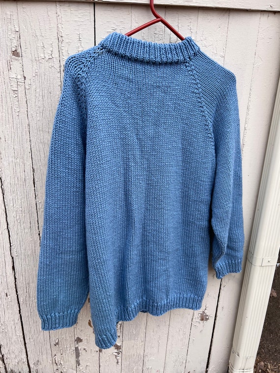 Vintage Periwinkle Chunky Knit Fisherman Sweater - image 4